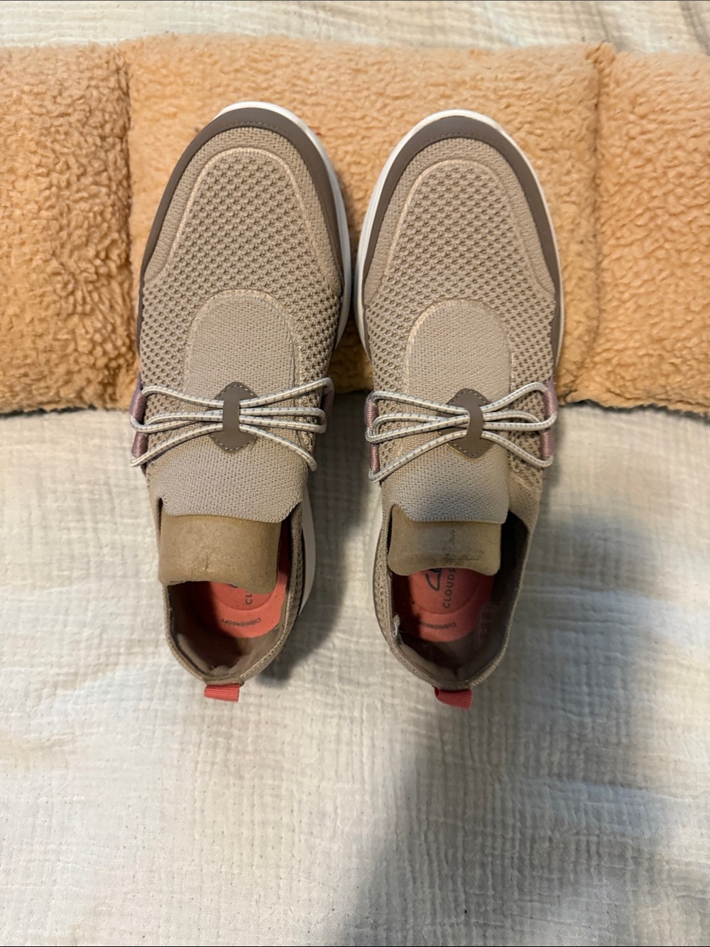 Womens Lightweight Knit Slip-On Shoes in Beige